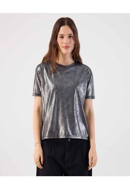 Camiseta  Para Mujer Manga Corta Cuello Redondo Color Negro Marca Patprimo #30093929