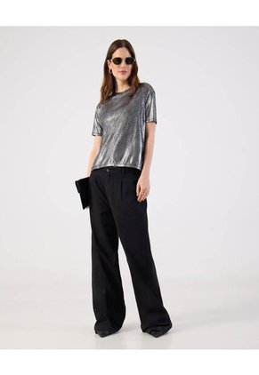 Camiseta  Para Mujer Manga Corta Cuello Redondo Color Negro Marca Patprimo #30093929