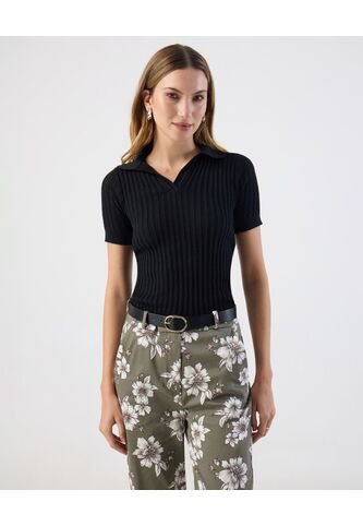 Polo  Para Mujer Manga Corta Color Negro Marca Patprimo #30110457 Patprimo