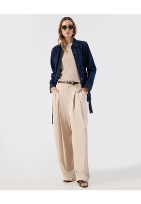 Camiseta  Para Mujer Manga Sisa Cuello Redondo Color Beige Marca Patprimo #30093883