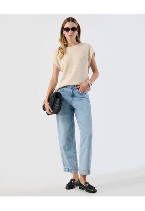 Camiseta  Para Mujer Manga Corta Cuello Redondo Color Beige Marca Patprimo #30093909