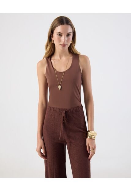 Camiseta  Para Mujer Manga Sisa Cuello Redondo Color Café Marca Patprimo #30093852