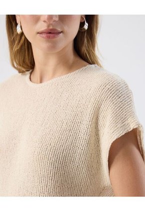 Camiseta  Para Mujer Manga Corta Cuello Redondo Color Beige Marca Patprimo #30093909