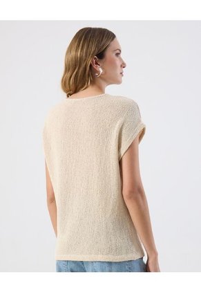 Camiseta  Para Mujer Manga Corta Cuello Redondo Color Beige Marca Patprimo #30093909