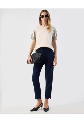 Camiseta  Para Mujer Manga Corta Cuello Redondo Color Crema Marca Patprimo #30093850