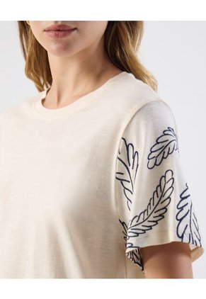 Camiseta  Para Mujer Manga Corta Cuello Redondo Color Crema Marca Patprimo #30093850