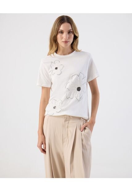 Camiseta  Para Mujer Manga Corta Cuello Redondo Color Blanco Marca Patprimo #30093907