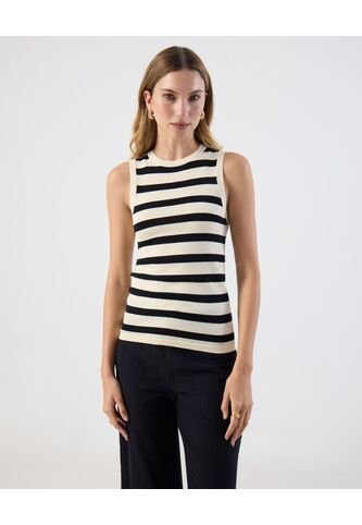 Camiseta  Para Mujer Manga Sisa Cuello Redondo Color Crema Marca Patprimo #30093832 Patprimo