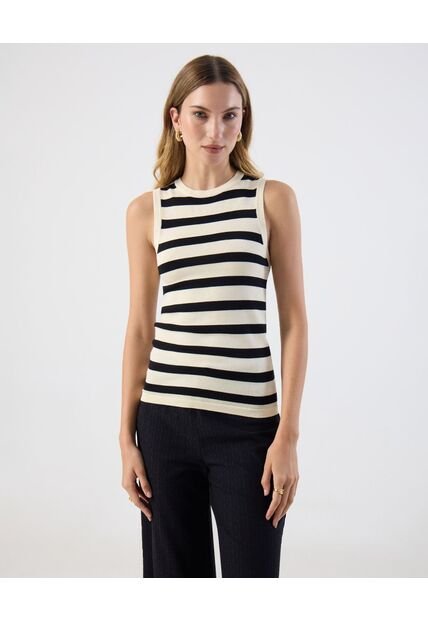 Camiseta  Para Mujer Manga Sisa Cuello Redondo Color Crema Marca Patprimo #30093832