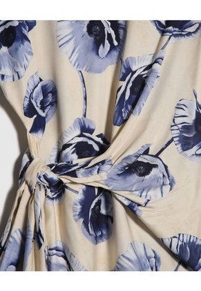 Blusa Estampada Con Anudado  Para Mujer Beige Patprimo