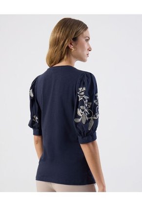 Camiseta  Para Mujer Manga Corta Cuello Redondo Color Azul Marca Patprimo #30093873