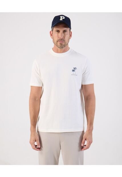 Camiseta  Para Hombre Manga Corta Cuello Redondo Color Crema Marca Patprimo #44098314