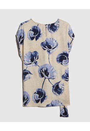 Blusa Estampada Con Anudado  Para Mujer Beige Patprimo