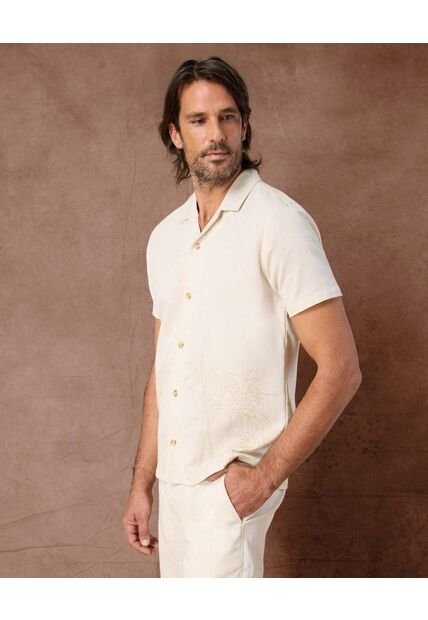 Camisa  Para Hombre Manga Corta Sin Bolsillo Cuello R Color Crema Marca Patprimo #44017305