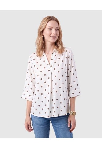 Blusa Estampada Manga 3/4 Para Mujer  Para Mujer Blanco Patprimo Patprimo