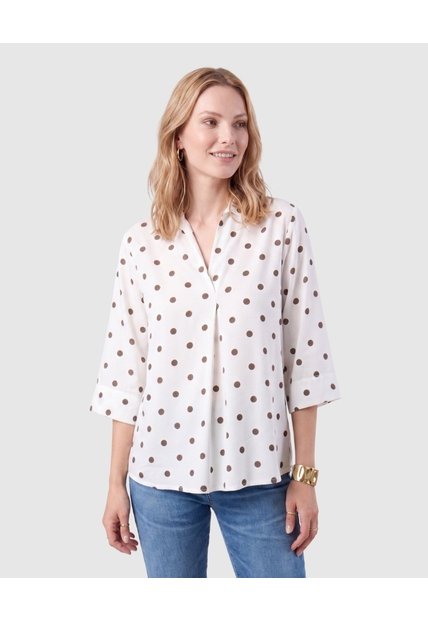 Blusa Estampada Manga 3/4 Para Mujer  Para Mujer Blanco Patprimo