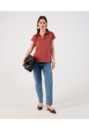 Blusa  Para Mujer Manga Corta Color Naranja Marca Patprimo #30127768