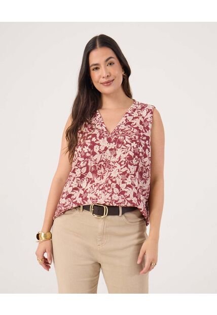 Blusa Para Mujer Manga Sisa Color Vino Marca Patprimo #14121410