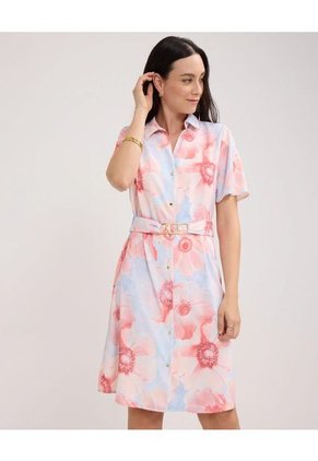 Vestido Corto Camisero Estampado  Para Mujer Rosa Patprimo