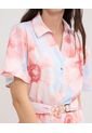 Vestido Corto Camisero Estampado  Para Mujer Rosa Patprimo de Patprimo