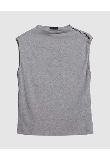 Camiseta Para Mujer Manga Sisa Cuello Redondo Color Gris  Marca Patprimo #30093619