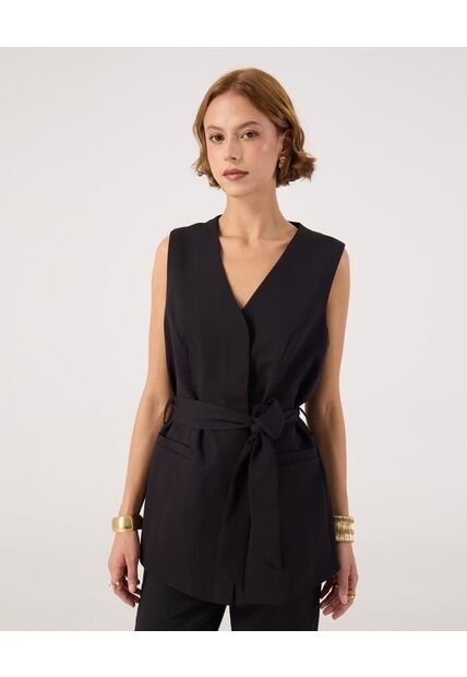 Chaleco Para Mujer Plano Color Negro Marca Patprimo #30250044