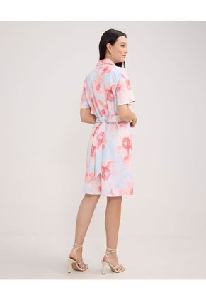 Vestido Corto Camisero Estampado  Para Mujer Rosa Patprimo