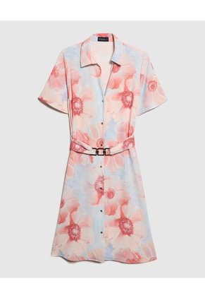 Vestido Corto Camisero Estampado  Para Mujer Rosa Patprimo