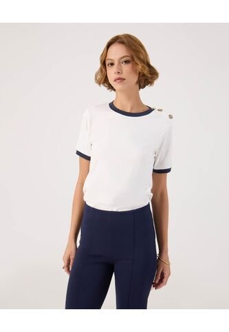 Camiseta Para Mujer Manga Corta Cuello Redondo Color Blanco Marca Patprimo #30093780 Patprimo