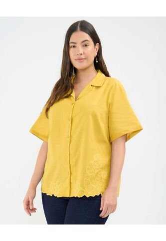 Camisa Para Mujer Manga Corta Color Amarillo  Marca Patprimo #14010189 Patprimo