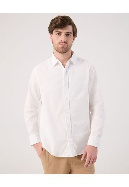 Camisa Para Hombre Manga Larga Sin Bolsillo Cuello Casual M Color Blanco Marca Patprimo #44013123