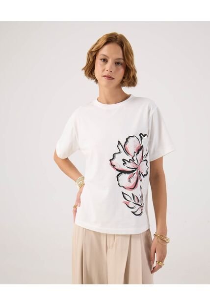 Camiseta Para Mujer Manga Corta Cuello Redondo Color Blanco Marca Patprimo #30093859