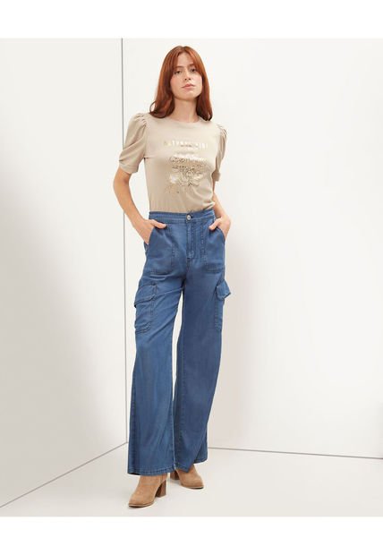 Jean Para Mujer Fluido Color Indigo Marca Patprimo #30160353