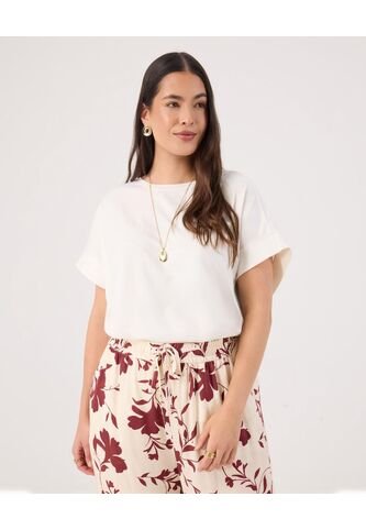 Camiseta Para Mujer Manga Corta Cuello Redondo Color Crema Marca Patprimo #14091446 Patprimo