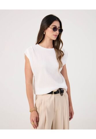 Camiseta Para Mujer Manga Corta Cuello Redondo Color Blanco Marca Patprimo #30093870 Patprimo