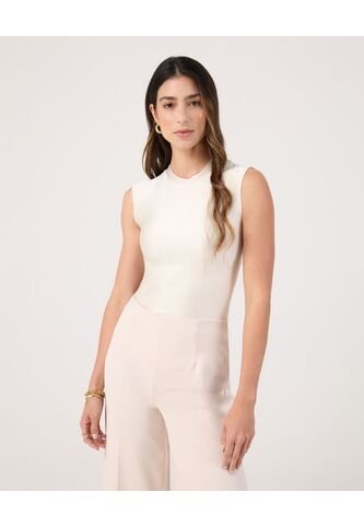 Camiseta Para Mujer Manga Sisa Cuello Redondo Color Crema Marca Patprimo #30093838 Patprimo