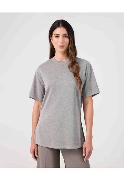 Camiseta Para Mujer Manga Corta Cuello Redondo Color Gris Marca Patprimo #30093825