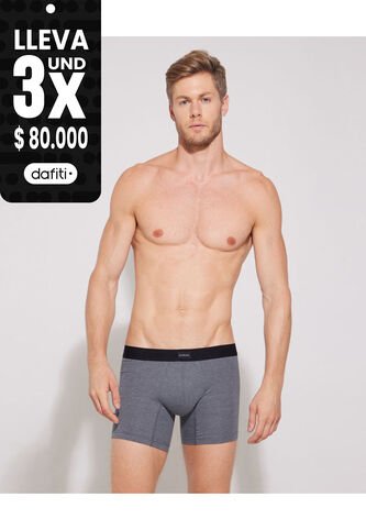Boxer Unicolor Con Elástico En Contraste En Lycra-Algodón X1 Para Hombre Gris Patprimo Patprimo