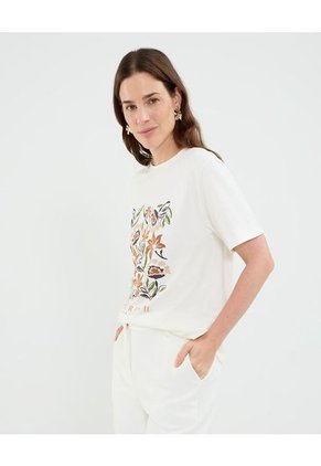 Camiseta Para Mujer Manga Corta Cuello Redondo Color Blanco Marca Patprimo #30093712