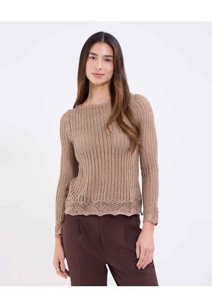 Saco Para Mujer Cuello Redondo Color Café Marca Patprimo #30330632