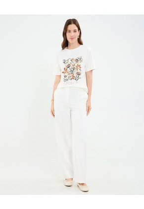 Camiseta Para Mujer Manga Corta Cuello Redondo Color Blanco Marca Patprimo #30093712