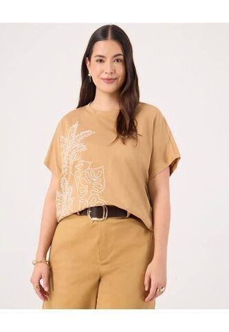 Camiseta Para Mujer Manga Corta Cuello Redondo Color Café Marca Patprimo #14091443 Patprimo