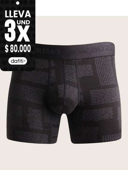 Boxer  Clásicos Estampados En Algodón  X1 Para Hombre Negro Patprimo