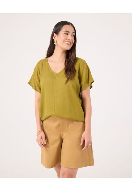 Blusa Para Mujer Manga Corta Color Verde Marca Patprimo #14121407