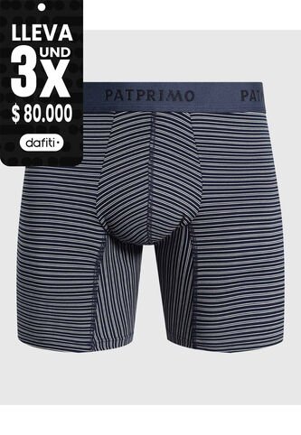 Bóxer Medio Con Estampado De Rayas Horizontales  X1 Para Hombre Azul Patprimo Patprimo