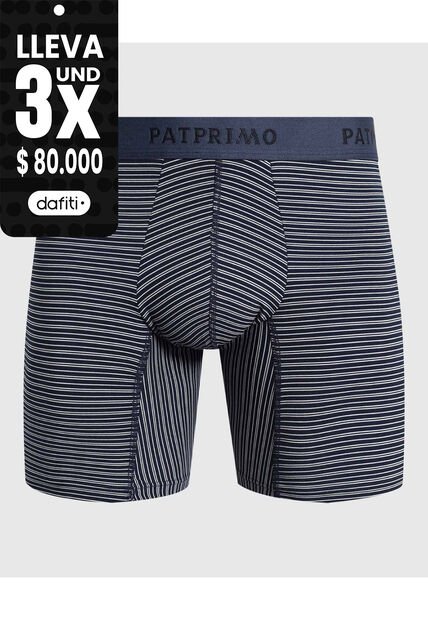 Bóxer Medio Con Estampado De Rayas Horizontales  X1 Para Hombre Azul Patprimo