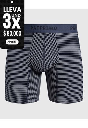 Bóxer Medio Con Estampado De Rayas Horizontales X1 Para Hombre Azul Patprimo