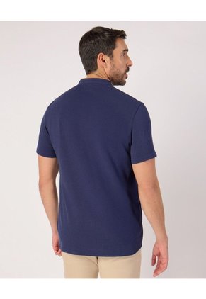 Polo Unicolor Cuello Mao Para Hombre Azul Patprimo