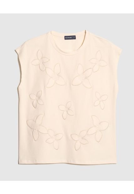 Camiseta Para Mujer Manga Corta Cuello Redondo Color Crema Marca Patprimo #30093590