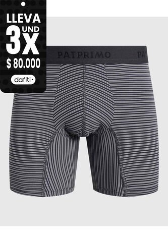 Bóxer Medio Con Estampado De Rayas Horizontales  X1 Para Hombre Gris Patprimo Patprimo